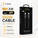 Z38 Z.PLUS 100W كابل طرفين تايب سي قماش