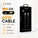 Z58 Z.PLUS 60W كابل طرفين تايب سي قماش فعلي