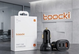 [D1354] راس شاحن سيارة 3 مخارج فاست ميتالToocki 80W