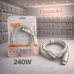 [E1636] كابل قماش سوكت معدن طرفين تايب سي 240 وات toocki